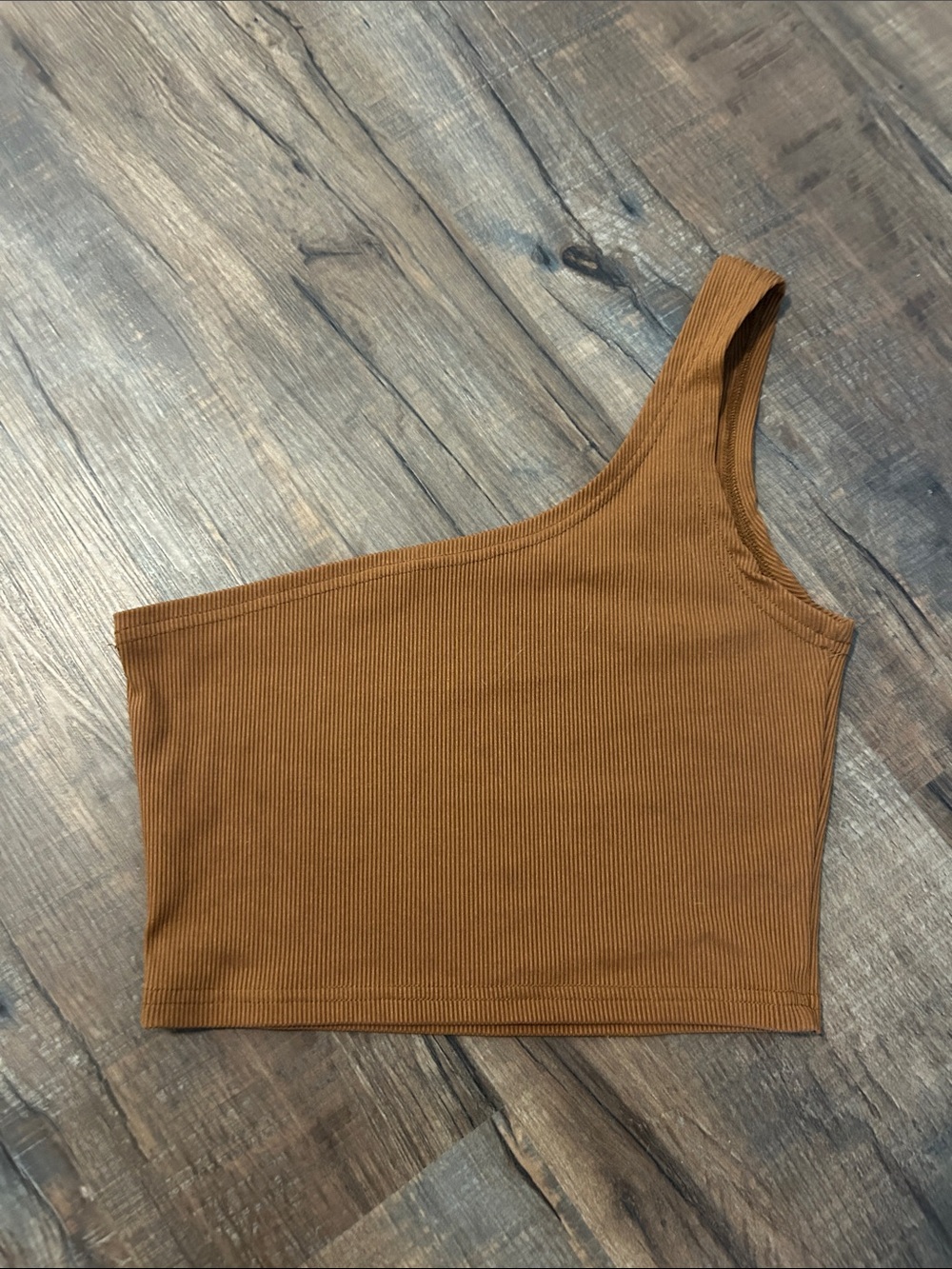 SHEIN One-Shoulder Ribbed Crop Top in Rust size XS